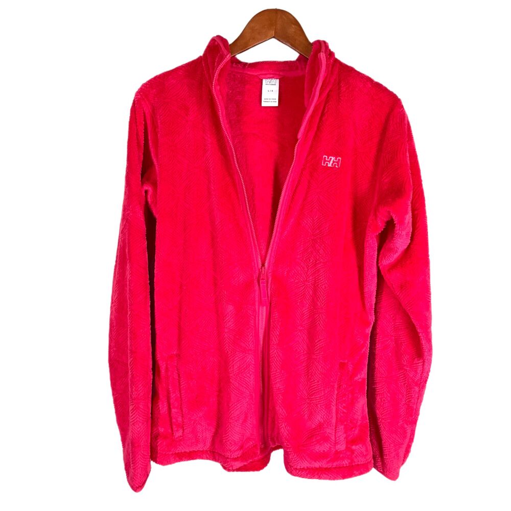💐 Helly Hansen L Pink Fleece Jacket Full Zipper Hoodie Pockets Womens Fit - Picture 2 of 9